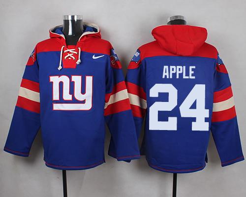 Nike Giants #24 Eli Apple Royal Blue Player Pullover NFL Hoodie - Click Image to Close